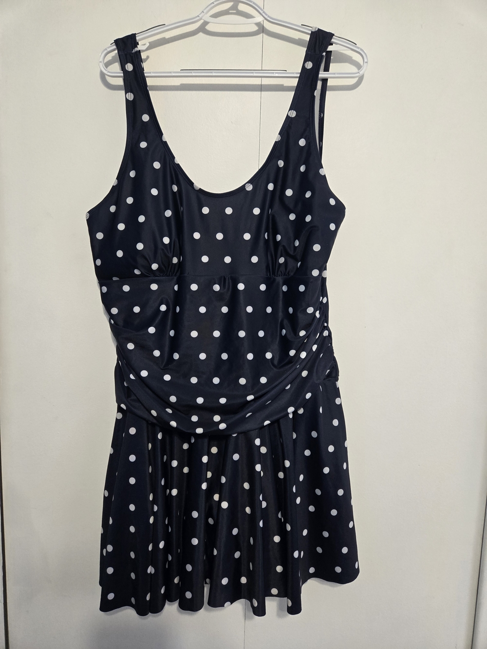 Hanna Nikole Navy White Polka Dot Swim Dress One Piece 20W